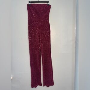 Wild Fable Sparkling Burgundy Jumpsuit